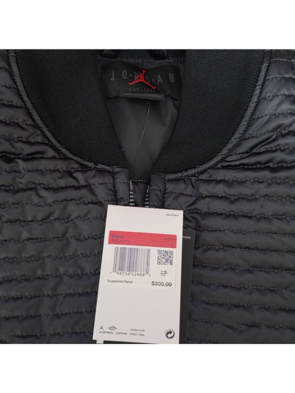 Jordan Bomber Jacket Full Zip Quilted Down Black  Men's Sz L II5314 010 $300 - Picture 7 of 9